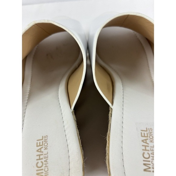 Michael Kors Platform Wedge Slides White 10 M Espadrille Raffia - Picture 5 of 11